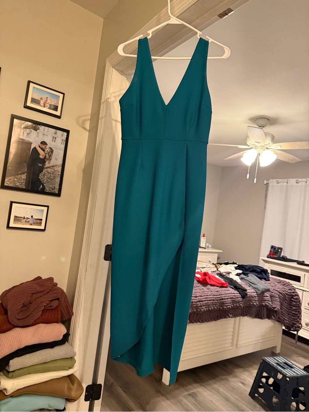Abercrombie & Fitch Teal V-Neck Midi Dress